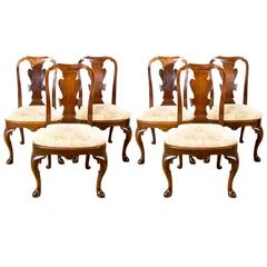 Set of Six George II Walnut Dining Chairs