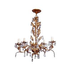 Gilt Metal Chandelier with Crystals 5