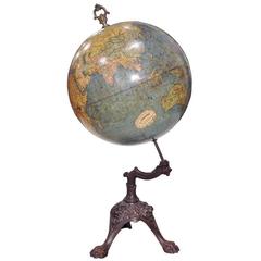 19th Century Globe on Iron Stand from Paris, France