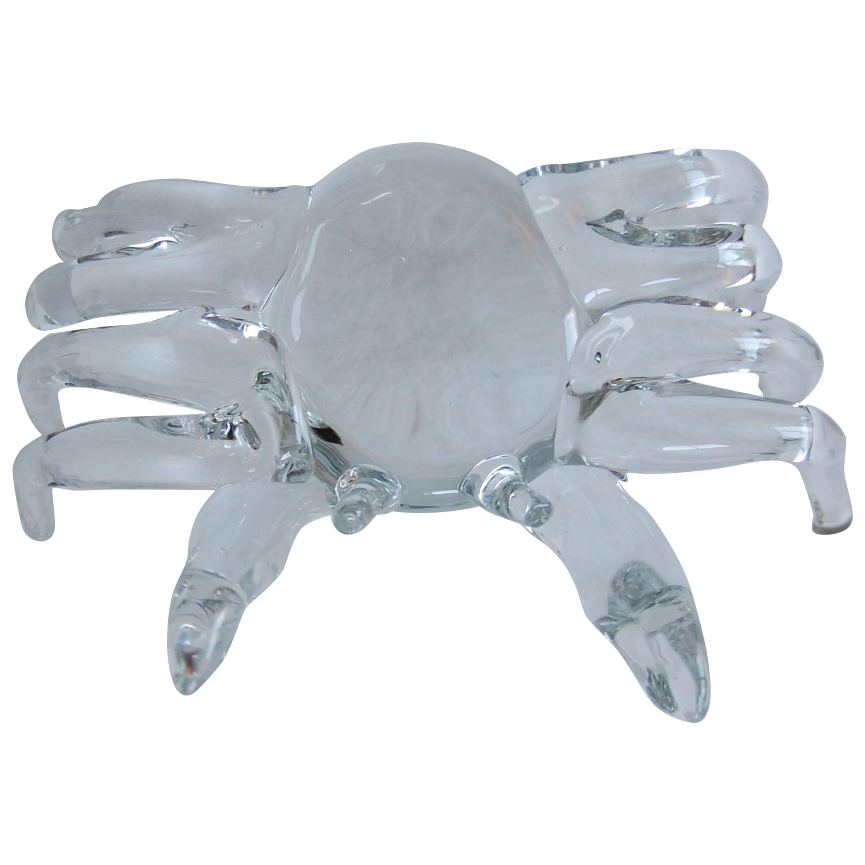 Modern Handmade Clear Glass Figure of a Sand Crab