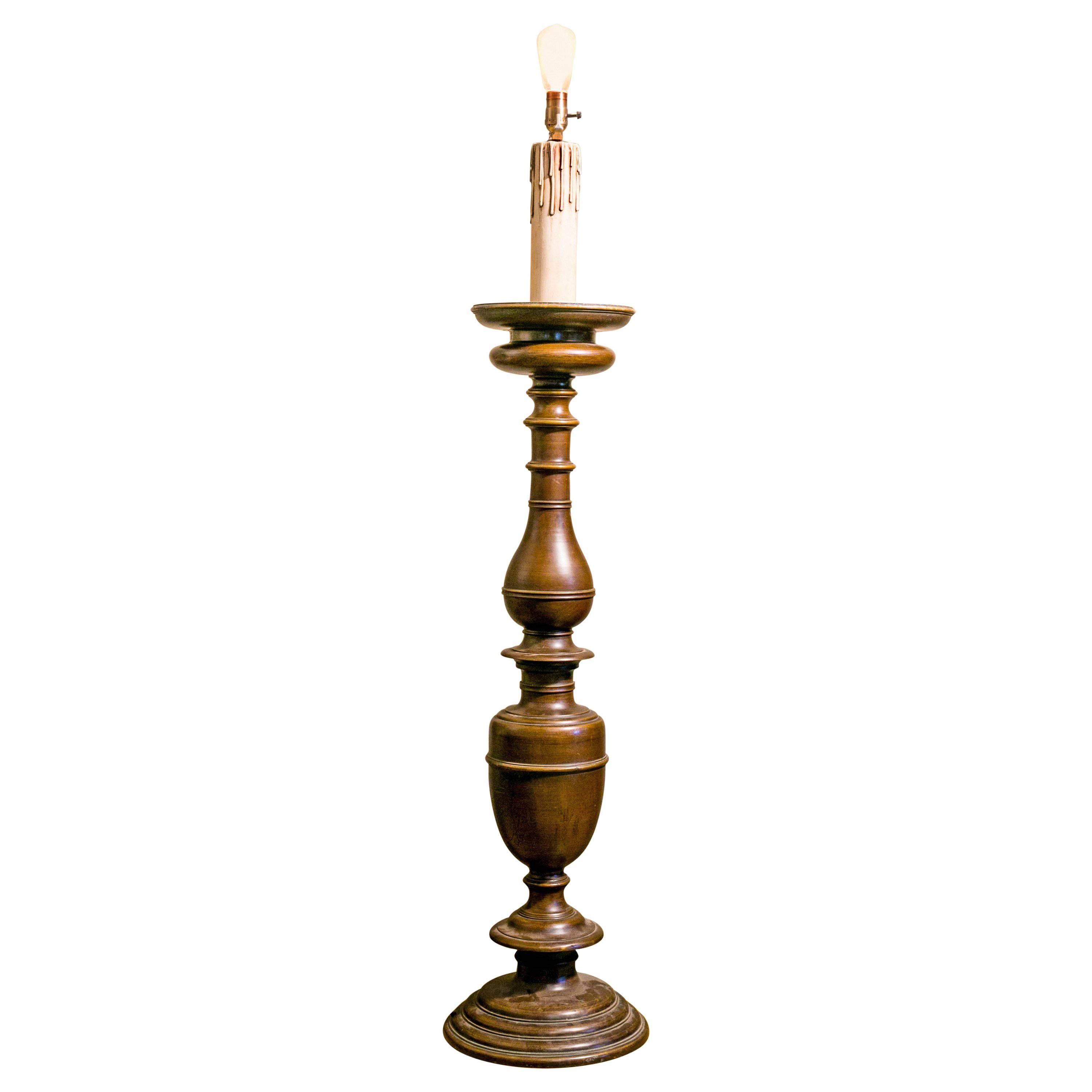 Heavy Flemish Bronze Floor Lamp from Belgium, circa 1910