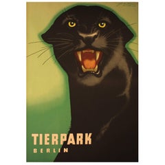 Original 1963 Poster for Berlin Zoo "Tierpark Berlin" Black Panther by Naumann