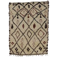 Berber Moroccan Rug with Tribal Design and Mid-Century Modern Style