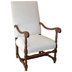 18th Century French Walnut High Back Fauteuil