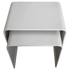 Vintage Modern White Enameled Nesting End or Side Tables