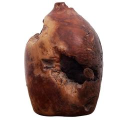 Burl Wood Vase from California, Signed 9