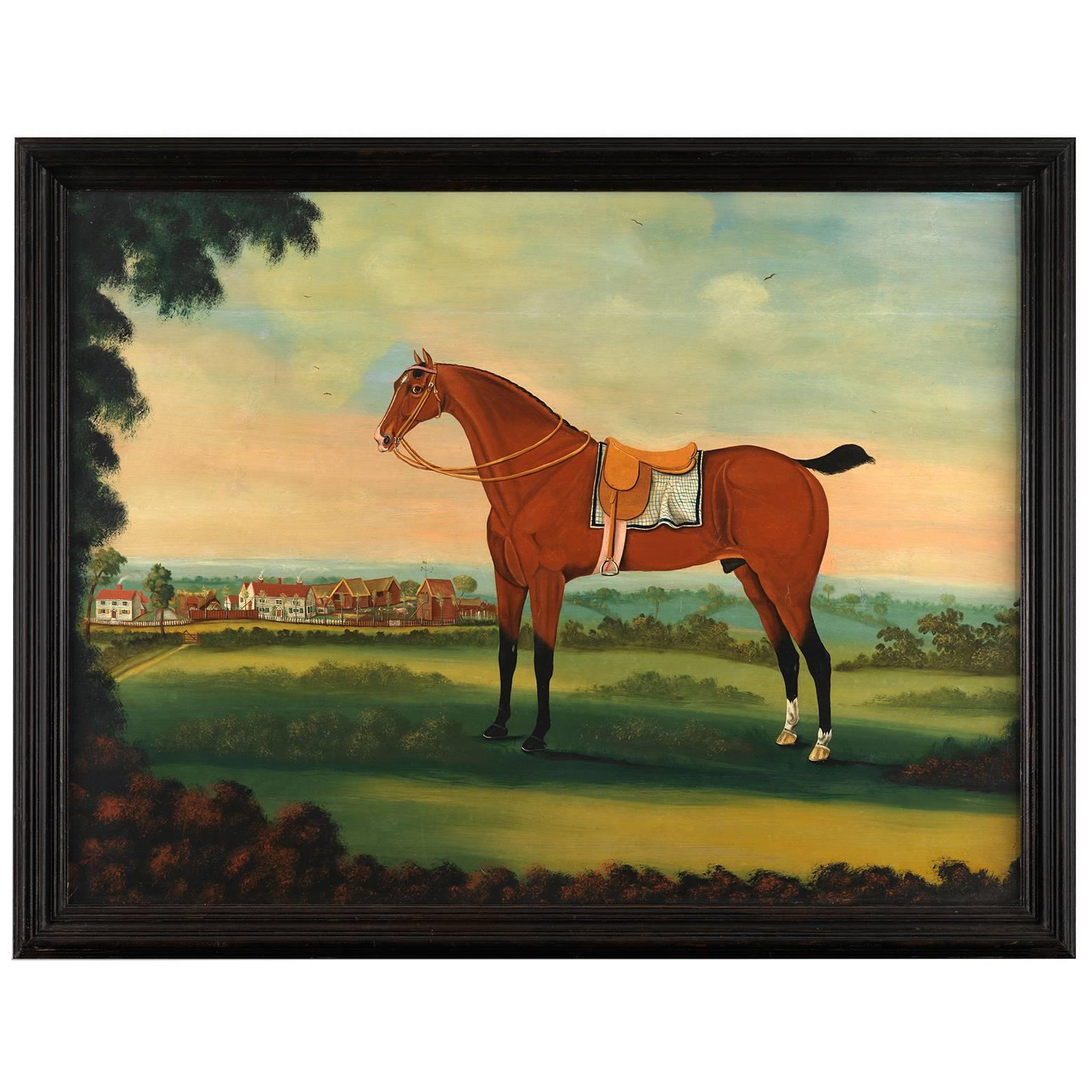 English Naive School Painting of a Horse For Sale