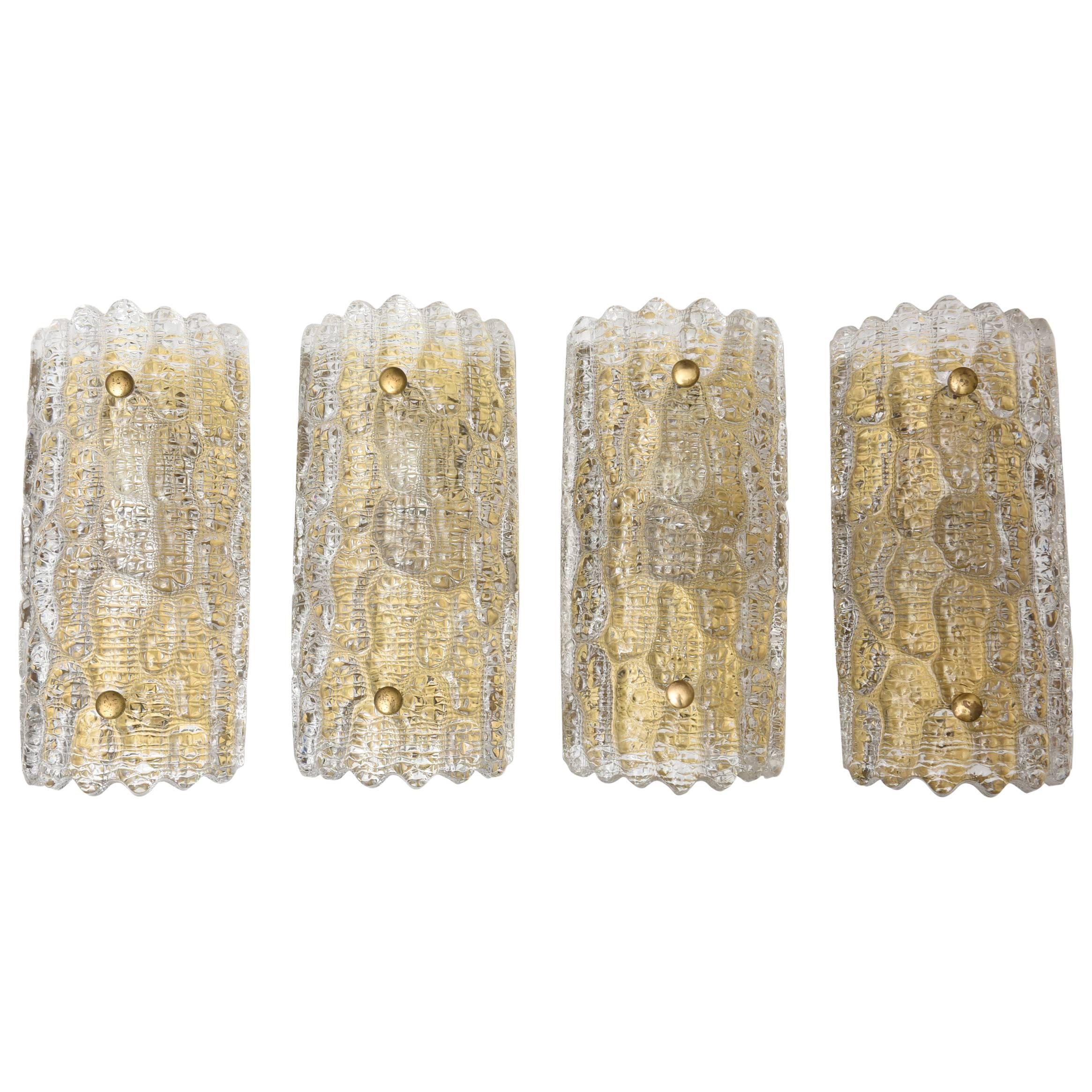 Set of Four Vintage 1960s Orrefors Crystal Wall Sconces by Carl Fagerlund For Sale