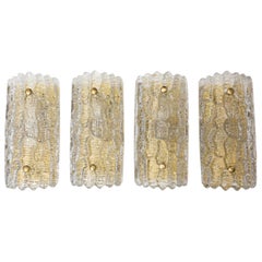 Set of Four Vintage 1960s Orrefors Crystal Wall Sconces by Carl Fagerlund