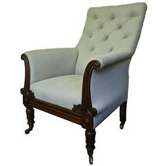 Antique Regency Tufted Library Bergere