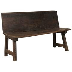 Spanish 18th Century Walnut Wood Bench