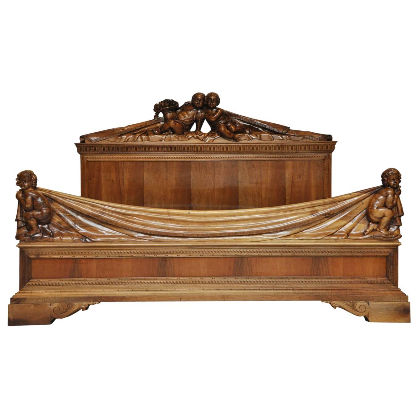 19th Century Venetian Walnut Bed For Sale