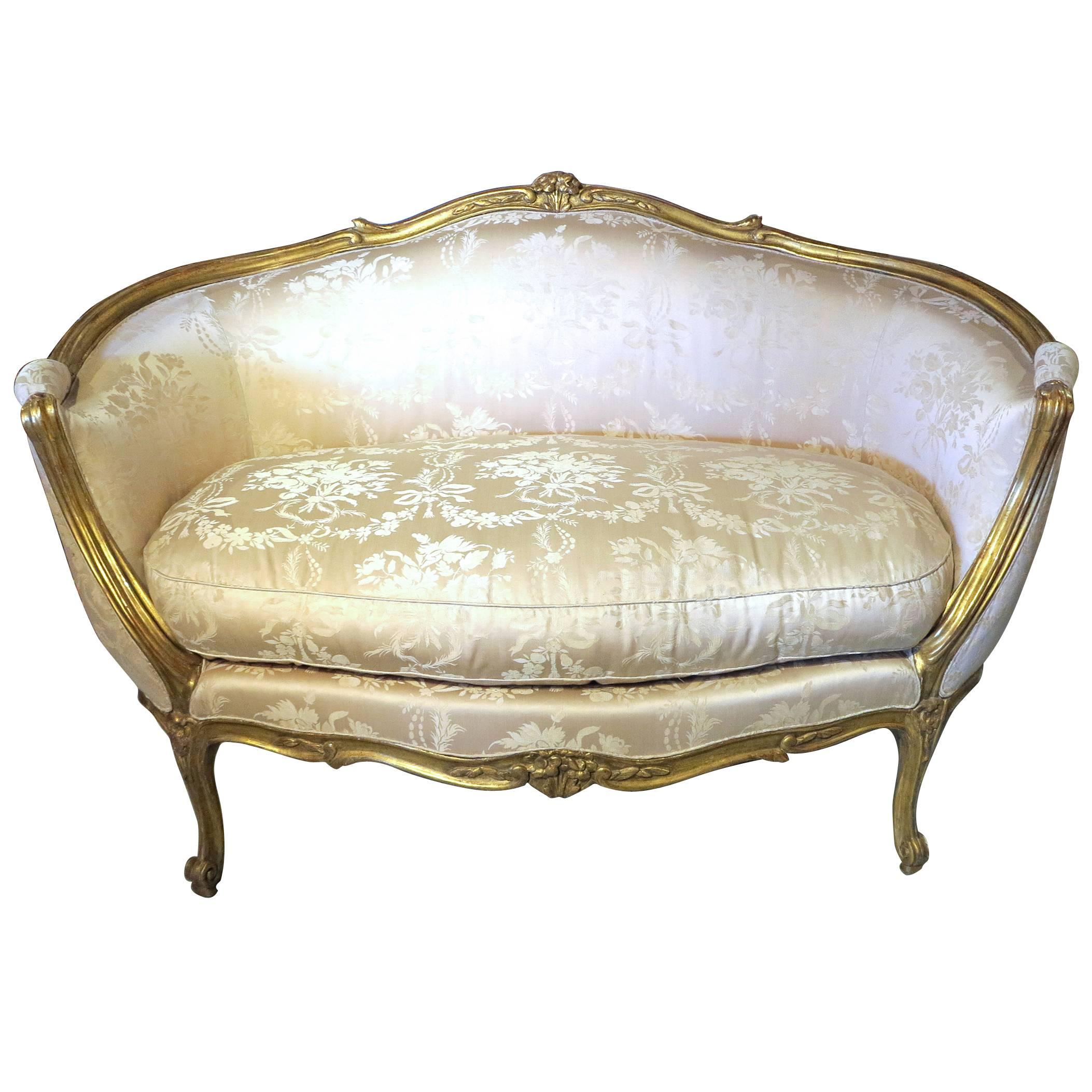 Very Fine and Rare Louis XV Cream-Painted Canape by Etienne Meunier