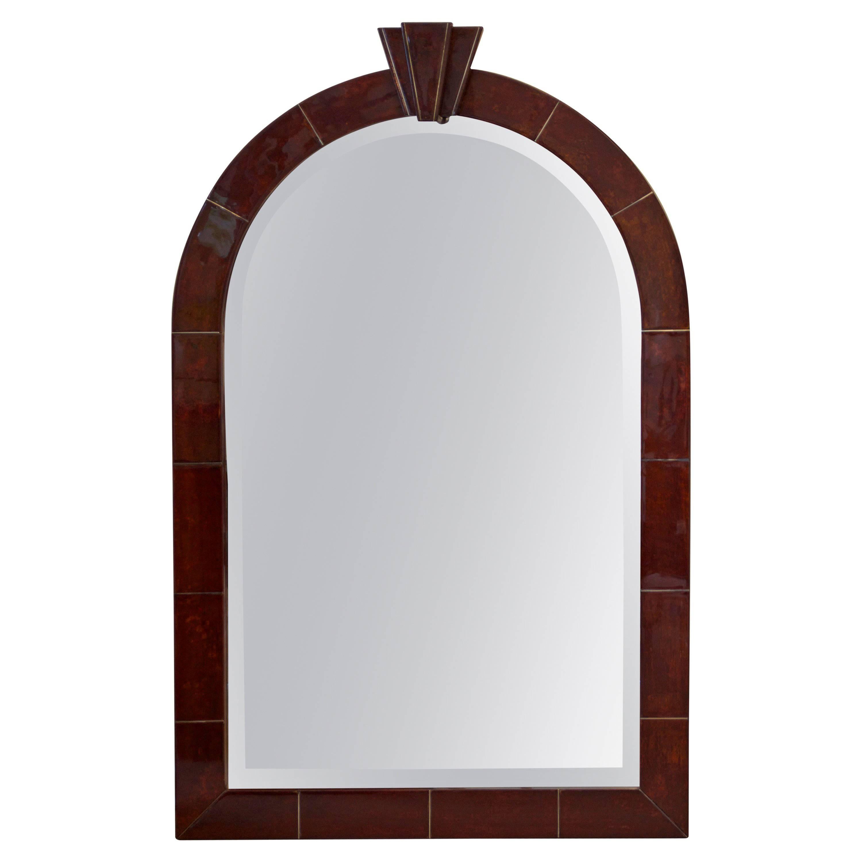 Signed Karl Springer Goatskin Mirror For Sale