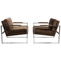 Pair of Floating Chrome Midcentury Lounge Chairs