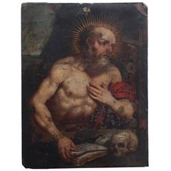 Oil Painting on Copper of Saint Jerome