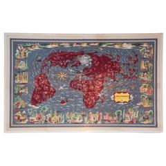 Used Air France Lithograph 'Planisphere, ' 1961