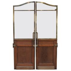Pair of 1900 Banque de France Oak and Bronze Swing Doors 1900s Pair of 1900 Banque de France Oak and Bronze Swing Doors 1900s