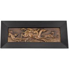 Antique Bronze Wall Plaque Mazeppa and the Wolves, 1890