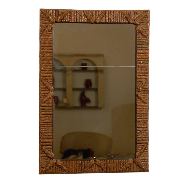 Pine Bark and Pine Cone Detailed Mirror