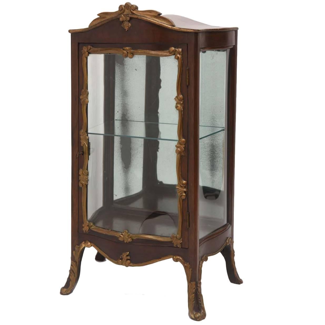 Antique French Wood and Gilt Curio Cabinet