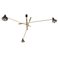 Large Adjustable Arm Chandelier, Italy, 1970s