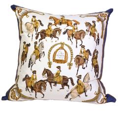 Hermès 'Reprise' Silk Scarf Pillow with Camel Cashmere Backing