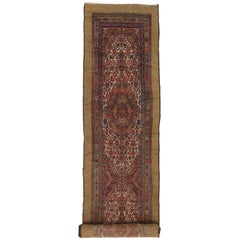 Antique Persian Malayer Rug with Camel Hair, Long Persian Runner