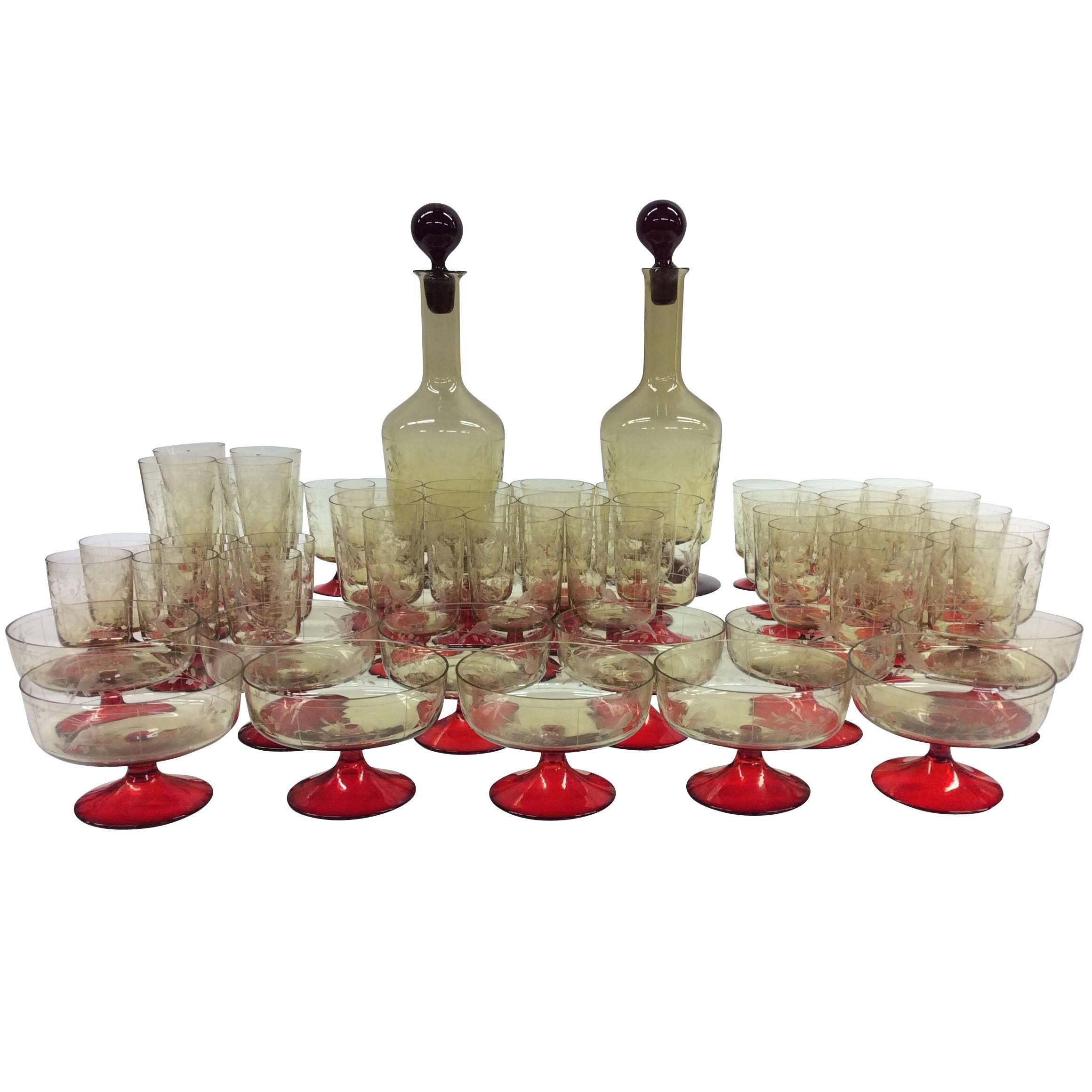 Mid Century Venetian Glass Cordial/ Drinks Set