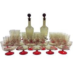 Vintage Mid Century Venetian Glass Cordial/ Drinks Set