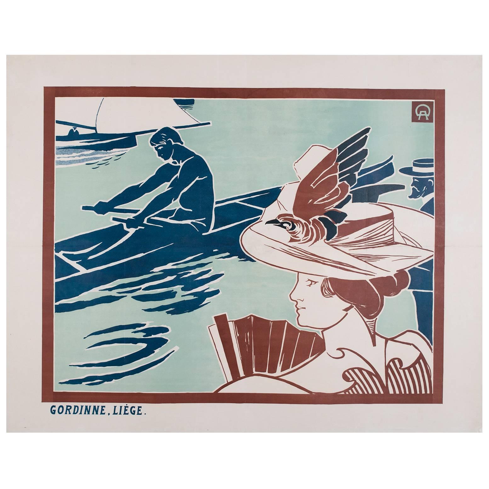 Belgian Turn of the Century Regatta Poster by Auguste Donnay, 1895 For Sale