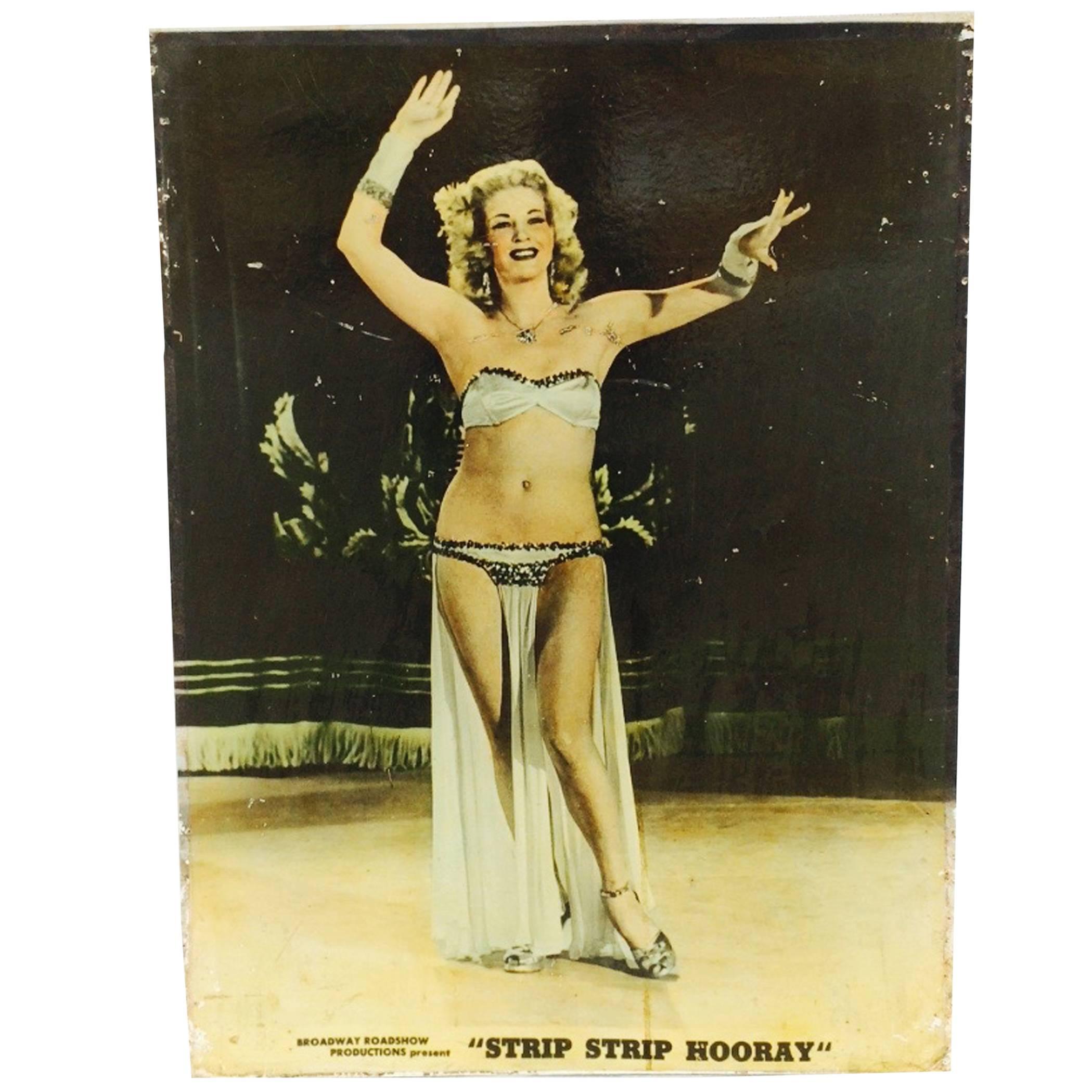 Tempest Storm, "Strip Strip Hooray" Burlesque Theater Lobby Board, 1950