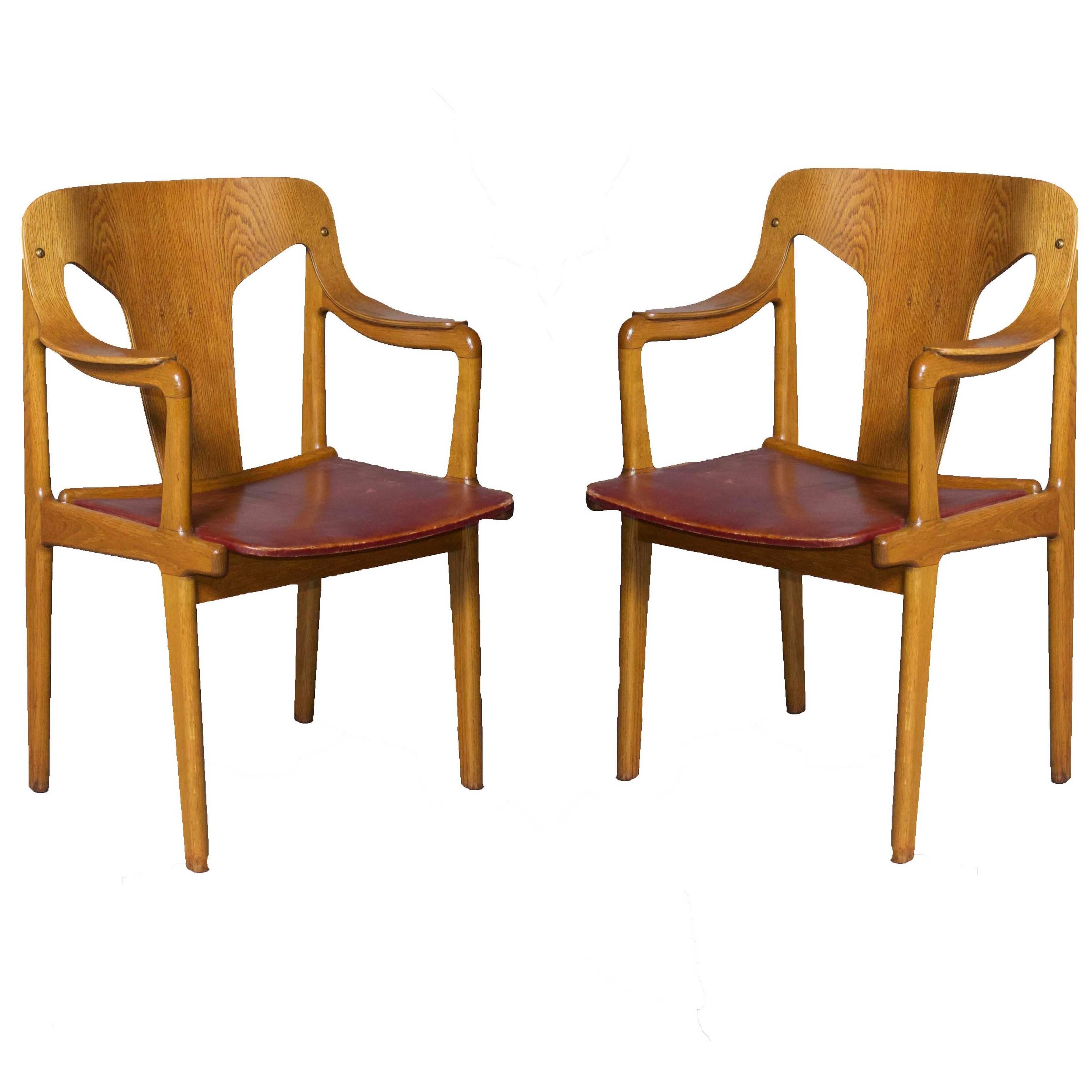 Oak Dining Armchairs by Bjorn Engo from Sweden, Pair For Sale
