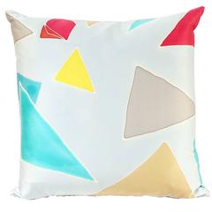 Medium Hand-Painted Silk Pillow with Diamond Motif