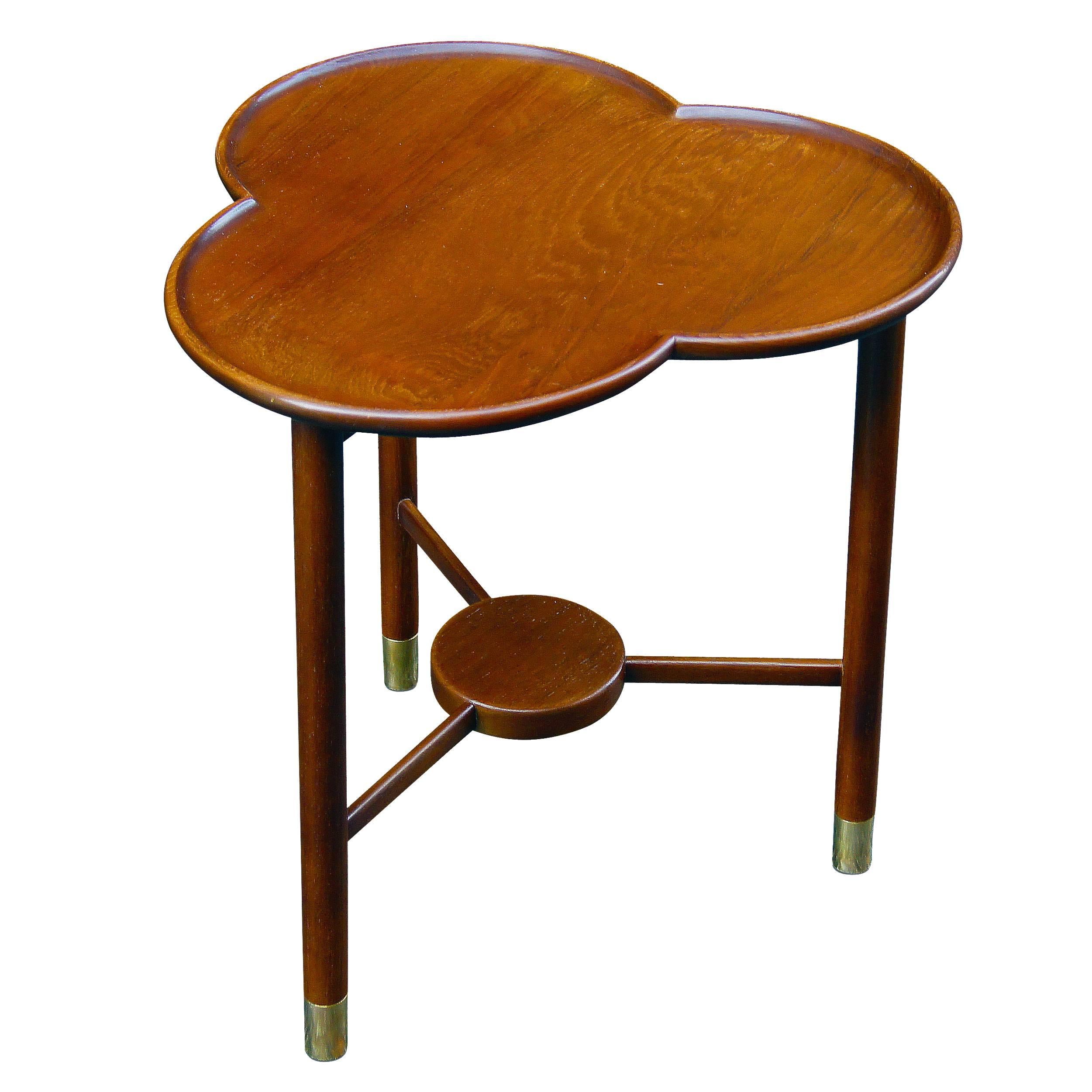 Sculptural Danish Trefoil Top Occasional Table in Oak For Sale