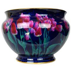 Large Painted Porcelain Bowl with Flower Decorations