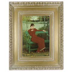Antique "Autumn" American / British Oil on Canvas by George Henry Boughton, R.A., 1881