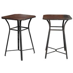 Pair of French Burnished Steel Industrial Side Tables from the 1920s