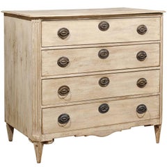 Swedish 1780s Gustavian Period Four-Drawer Commode with Chamfered Side Posts
