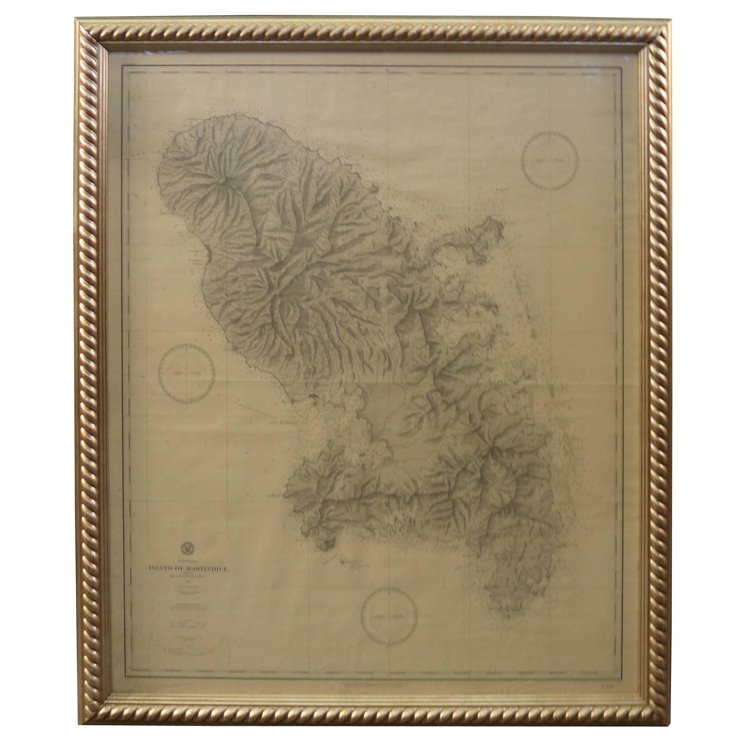 19th Century Nautical Chart of Martinique For Sale