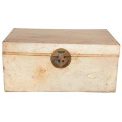 Antique Chinese Parchment Leather Trunk