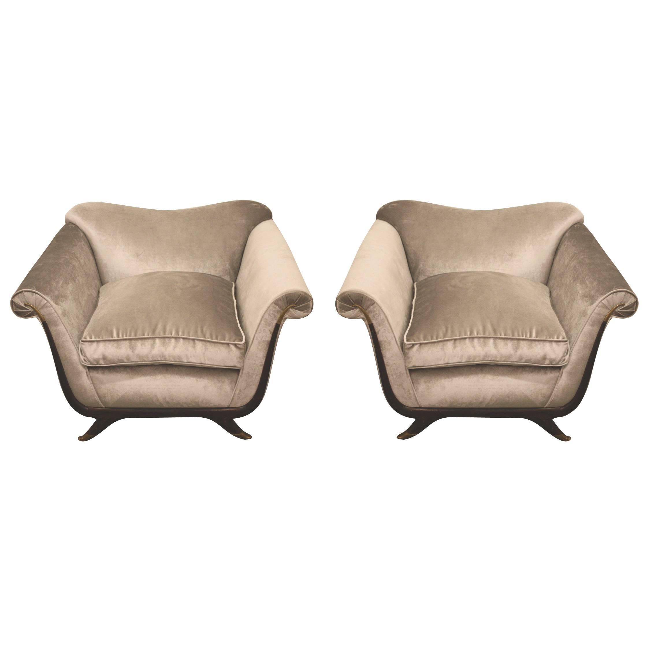 Pair of Armchairs by G. Ulrich, Italian, 1940s