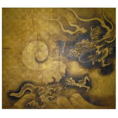 Japanese Screen Painting of Dragon 1