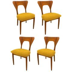 Set of Four Danish Modern Solid Teak Dining Chairs Designed by Nils Koefoed