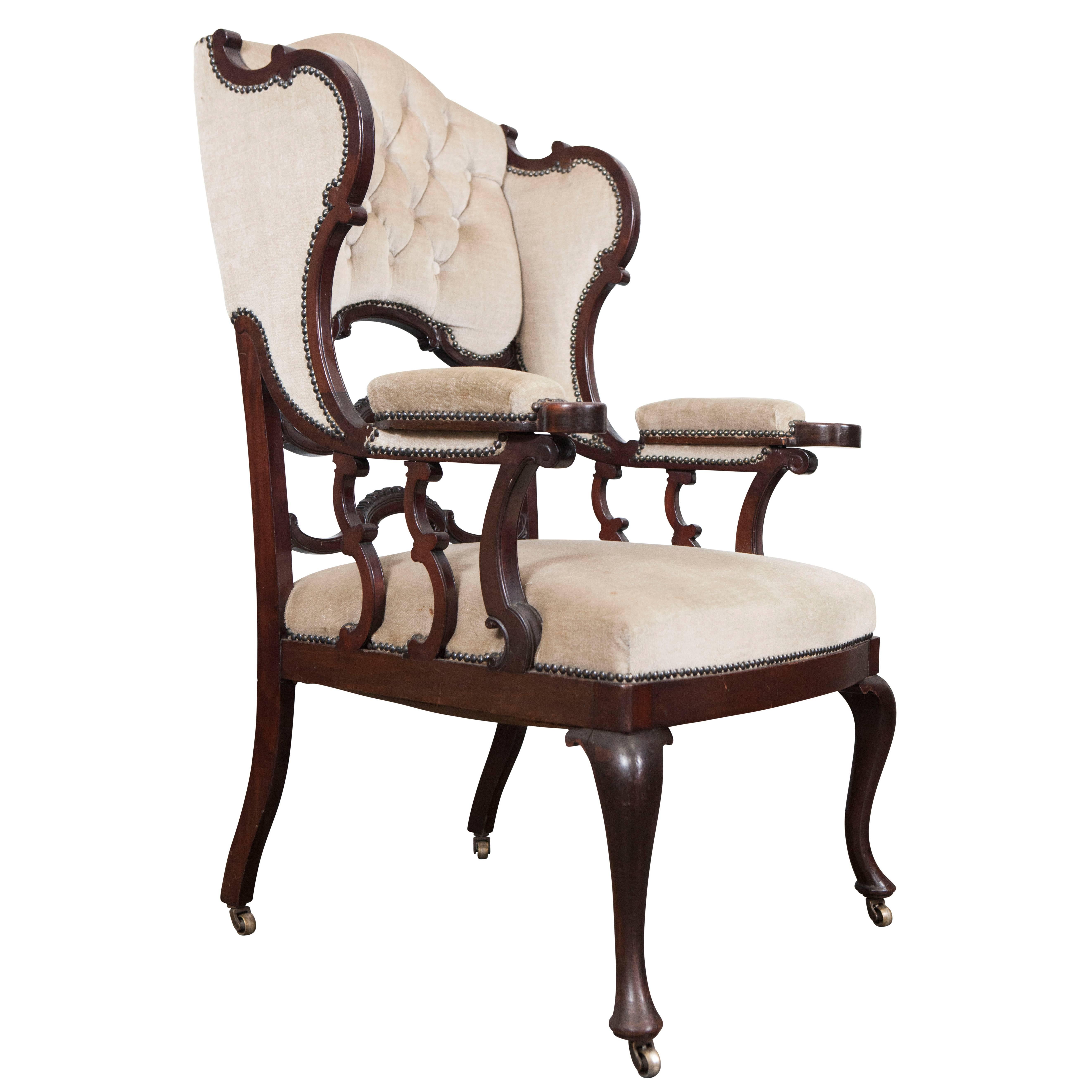 Mahogany Wingback Armchair For Sale