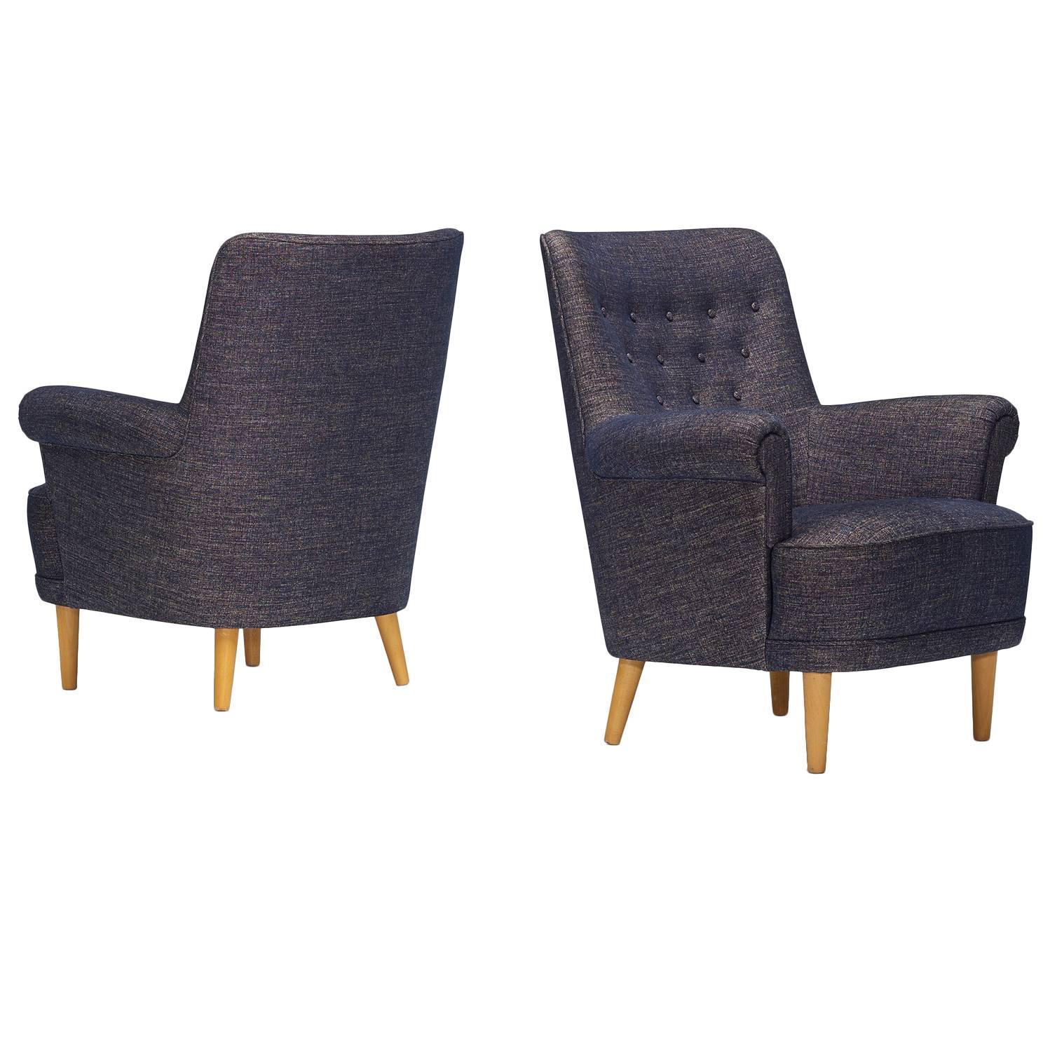 Pair of Lounge Chairs by Carl Malmsten for O.H. SjöGren