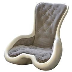 August J. LeBeouf "Anando" 1970s Biomorphic Body Chair Fiberglass and Velvet