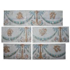 Antique Rare Set of Seven 18th Century Italian Frecso Panels