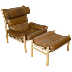 Arne Norell "Inca" Lounge Chair and Ottoman