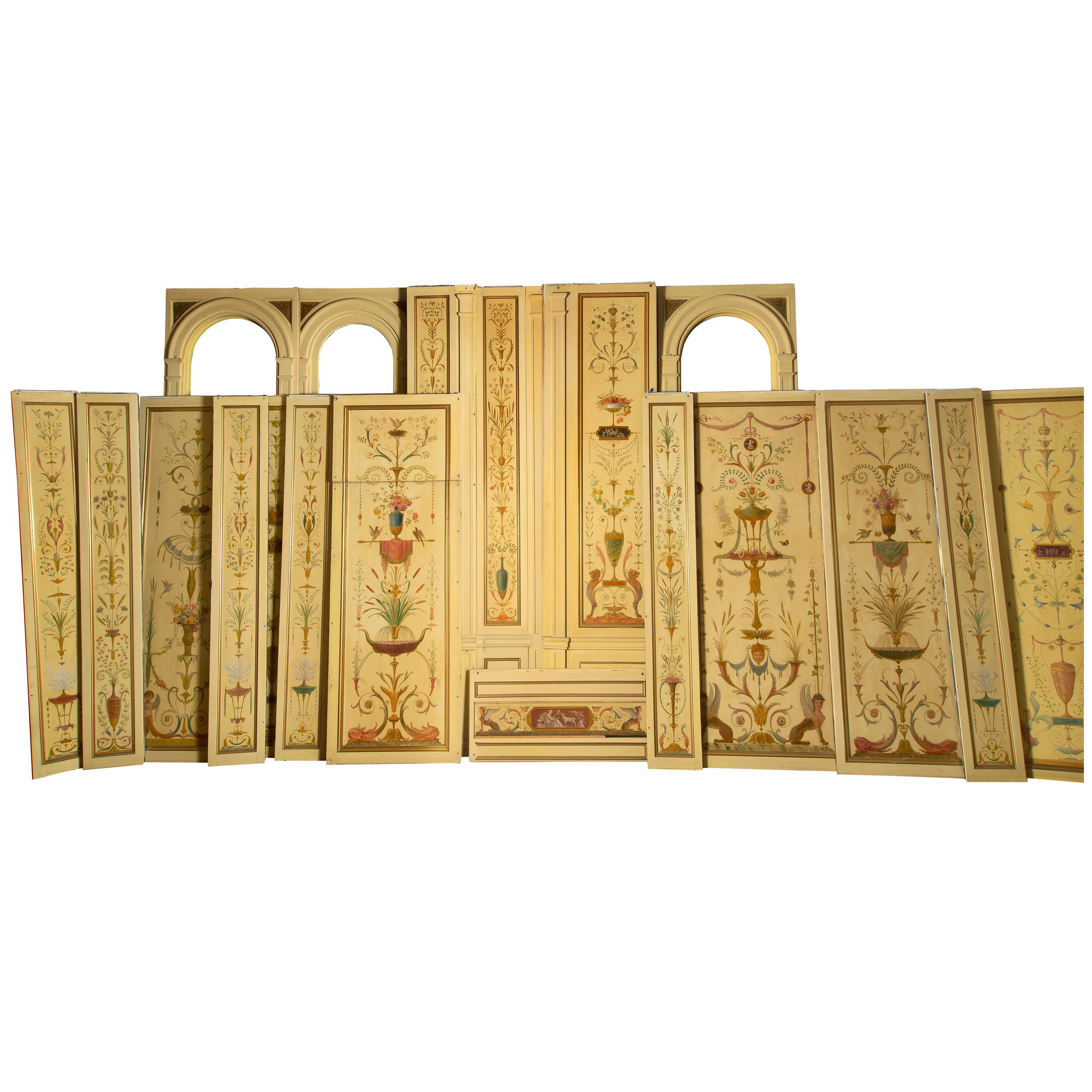 Louis XVI Style Painted Panels, 19th and 20th Century For Sale